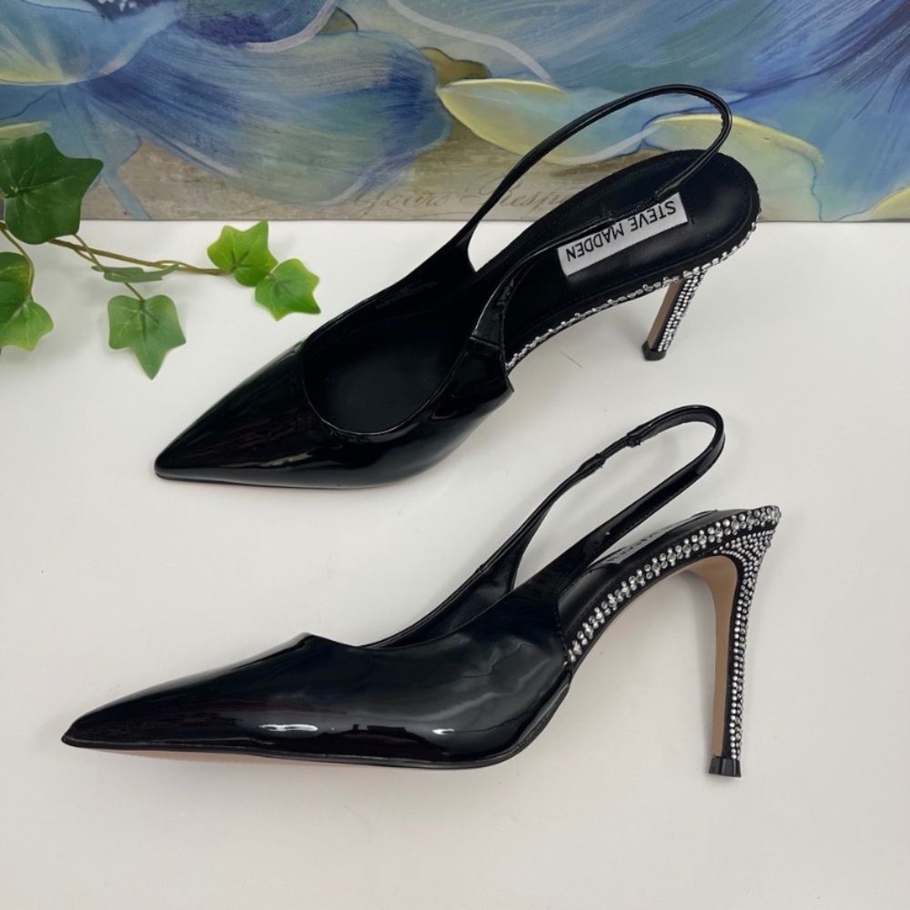 New Steve Madden Jayney Slingback Pump in Black Patent Size 8.5